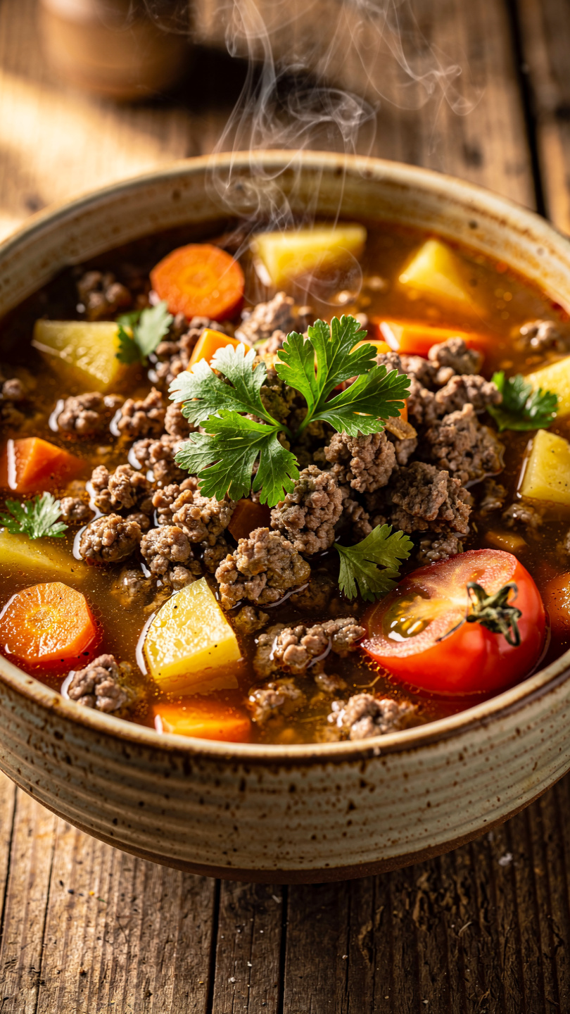 Cheesy Hamburger Potato Soup