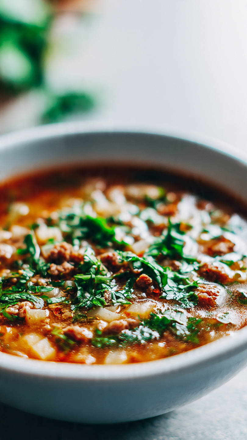 Shepherd's Pie Soup with Ground Beef