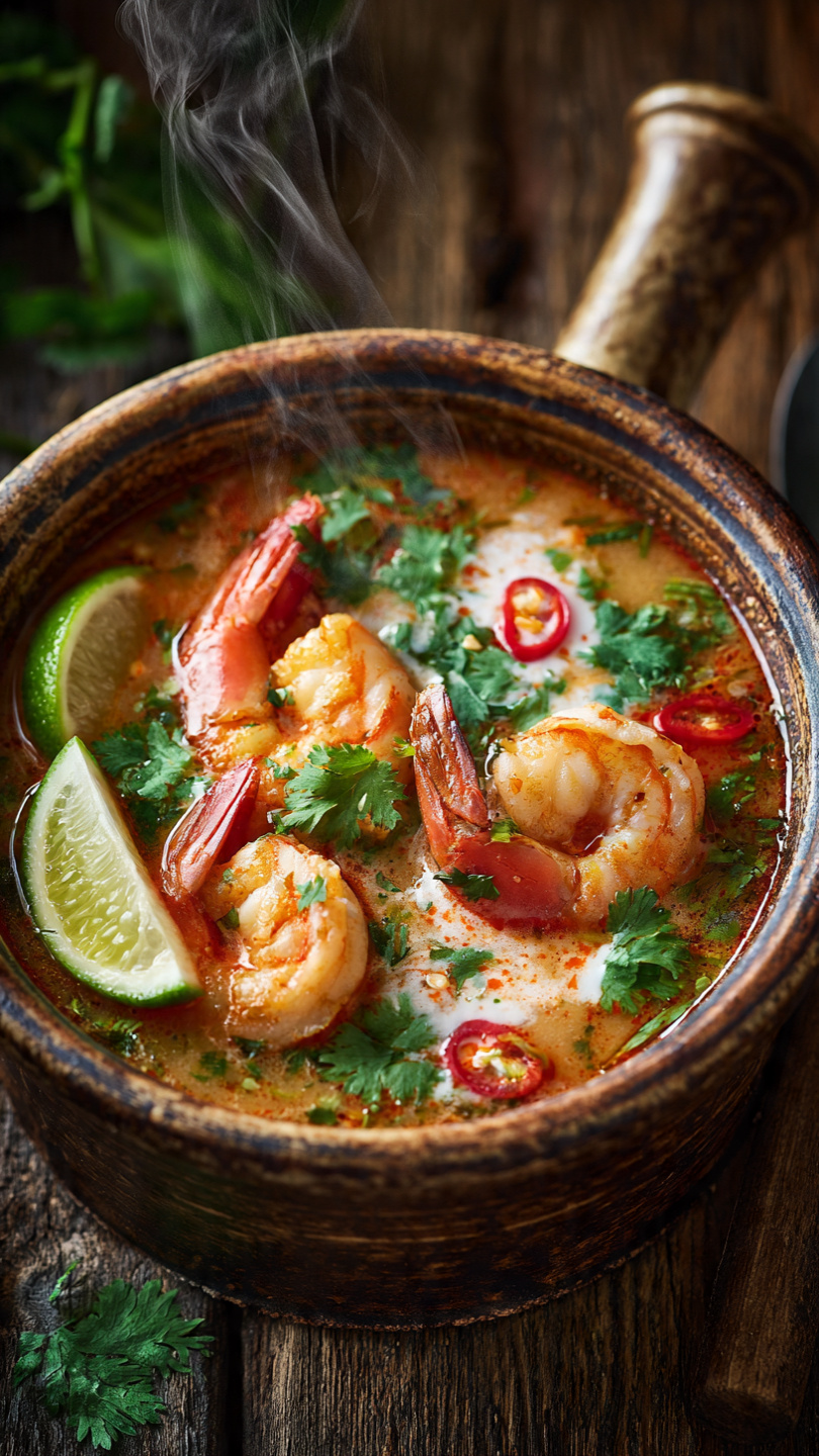 Thai Shrimp Soup with Coconut Milk and Lemongrass