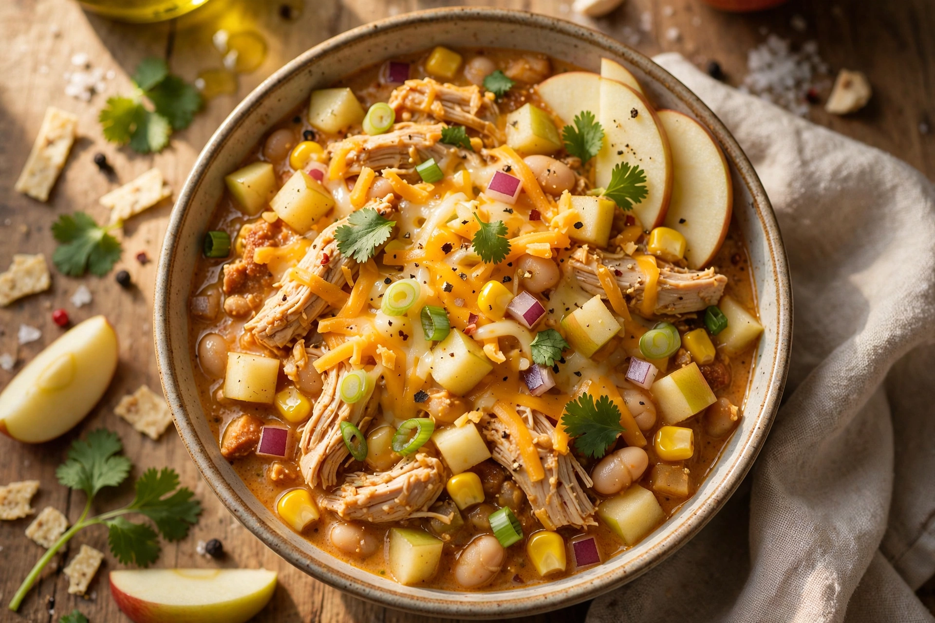 White Cheddar Apple Chicken Chili