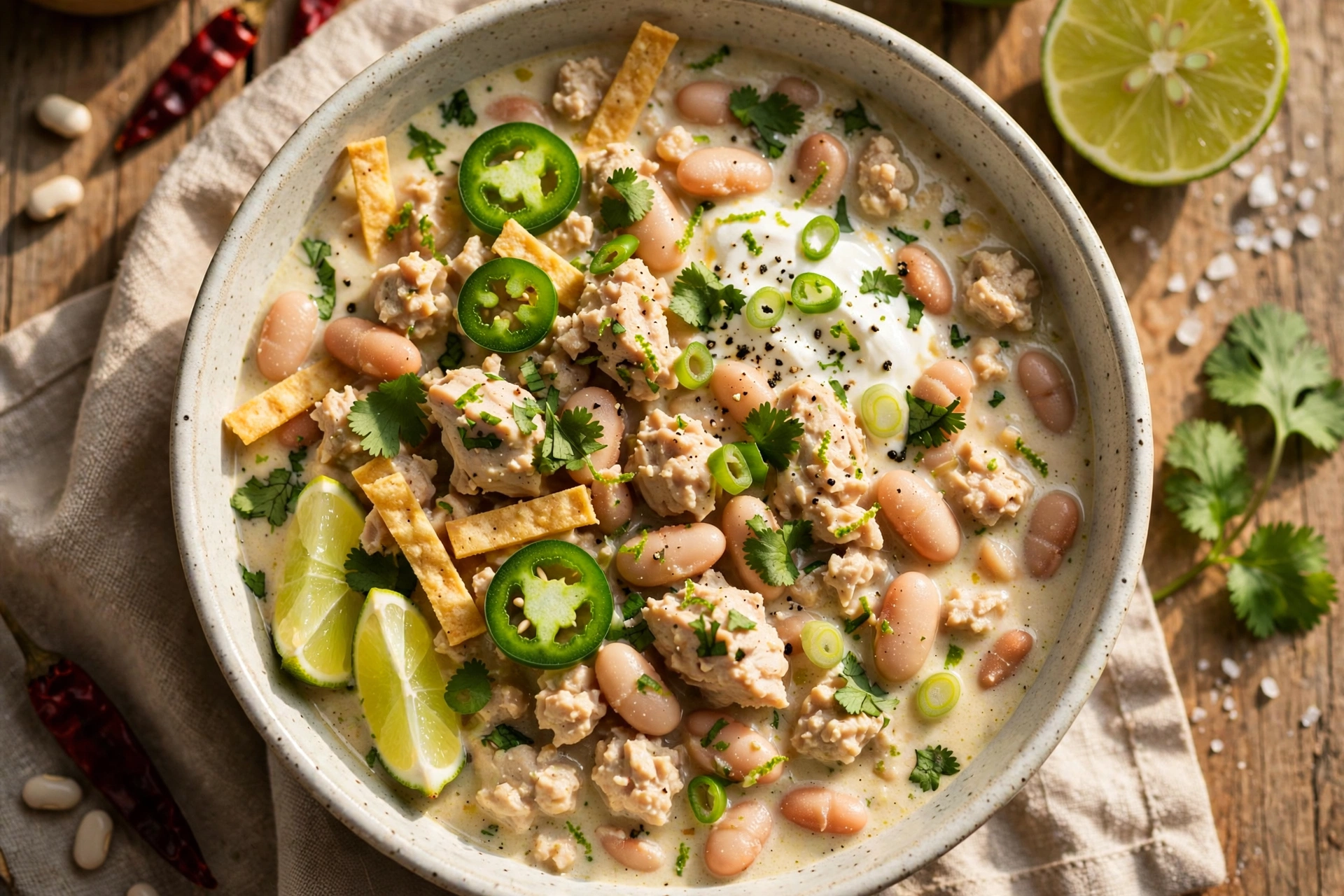 White Chicken Chili with Ground Chicken and White Beans